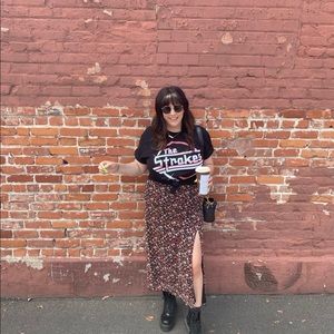 Urban Outfitters floral midi skirt with side slit size XL